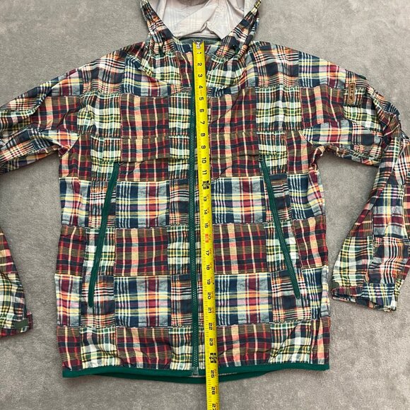 Lafuma Jacket Size Small Hooded Windbreaker Full Zip Multicolor Plaid Patchwork - Picture 3 of 8